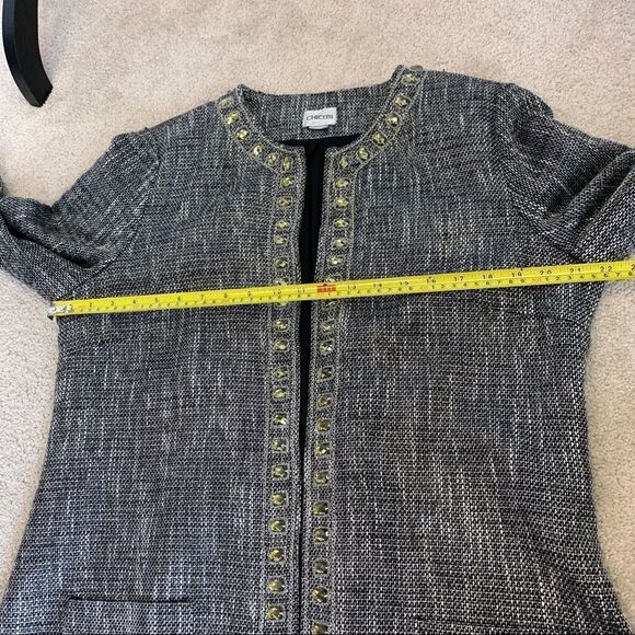 Chicos Jeweled Neckline Tweed Blazer Jacket Pockets Tunic Length Sz 16🇨🇦 - Picture 11 of 12